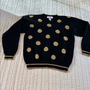 Vintage sz Small Sweater Wool Blend Black Gold 80’s Vintage